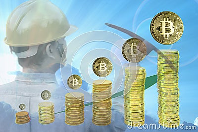 Bitcoin mining concept Editorial Stock Photo