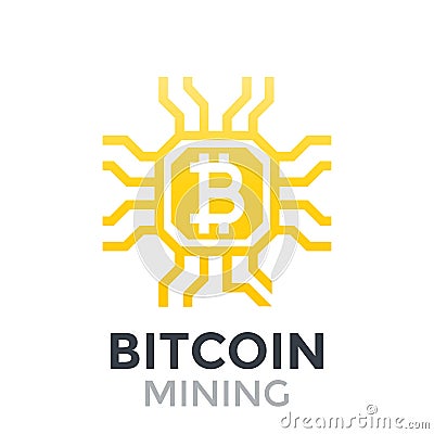 Bitcoin mining icon Vector Illustration