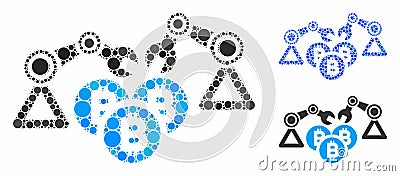 Bitcoin Mining Robotics Mosaic Icon of Circle Dots Stock Photo