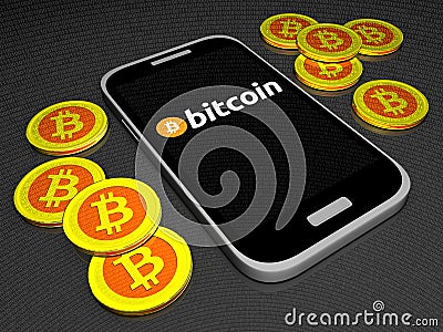 Bitcoin mobile wallet Cartoon Illustration