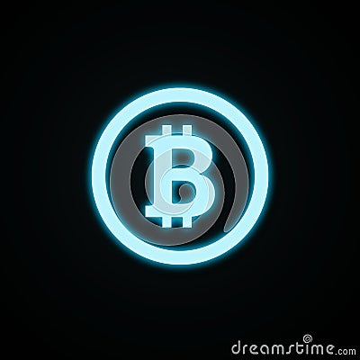 Bitcoin. Neon icon isolated on a black background. Business. Cryptocurrency. Design element Stock Photo