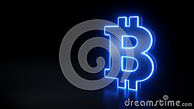 Bitcoin Neon Sign On Black Background - 3D Illustration Stock Photo