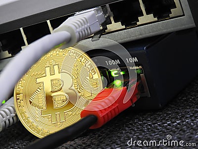 Bitcoin and network Stock Photo