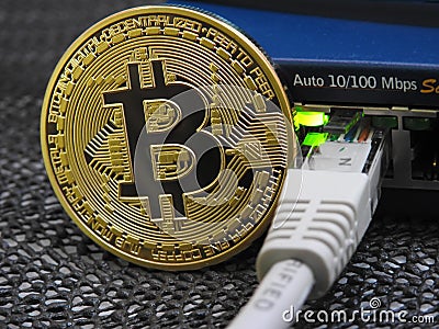 Bitcoin and network Stock Photo