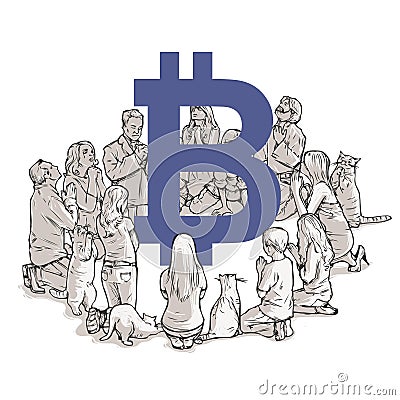 Bitcoin new religion worshipers Stock Photo