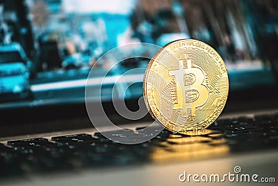 Bitcoin, notebook, Bitcoin concept, business background, cryptocurrency, blockchain Editorial Stock Photo