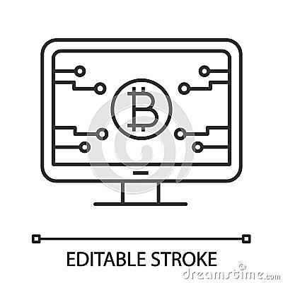Bitcoin official webpage linear icon Vector Illustration