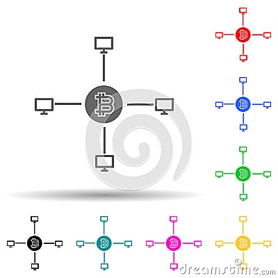 bitcoin online multi color style icon. Simple glyph, flat vector of crypto icons for ui and ux, website or mobile application Stock Photo