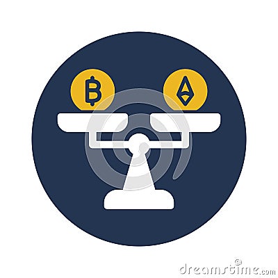 Bitcoin over ethereum, bitcoin value, currency value, bitcoin vs ethereum fully editable vector icons Vector Illustration