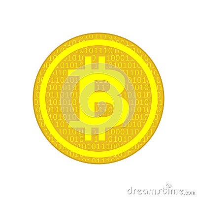 Bitcoin. Physical bit coin. Digital currency Vector Illustration
