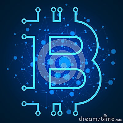 Bitcoin. Physical bit coin. Digital currency. Cryptocurrency - vector Stock Photo