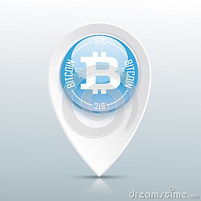 Bitcoin Pointer Blue Button Vector Illustration
