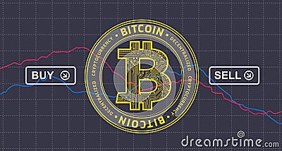 Bitcoin price drops down infographics - bitcoin cryptocurrency background Vector Illustration