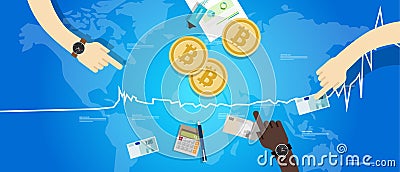 Bitcoin price market value going up positive growth exchange trading Vector Illustration