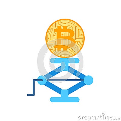 Bitcoin price rising. BTC jack up. Business concept in crypto exchange Vector Illustration