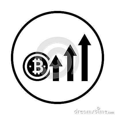 Bitcoin, profit icon. Black vector graphics Vector Illustration