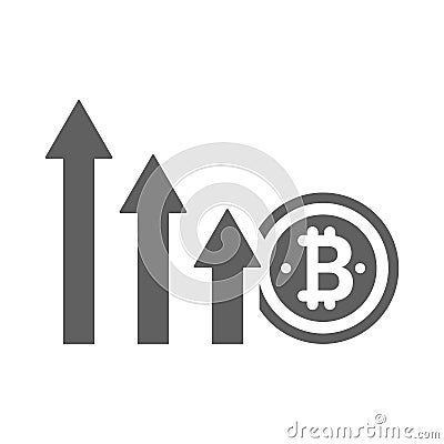 Bitcoin, profit icon. Gray vector graphics Vector Illustration