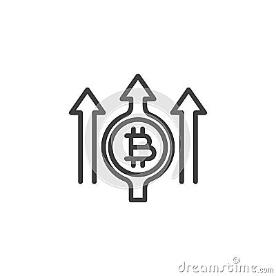 Bitcoin profit, increase line icon Cartoon Illustration