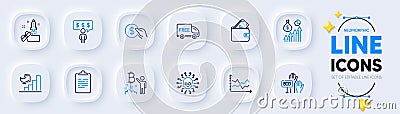 Bitcoin project, Diagram chart and Payment line icons for web app. Pictogram icon. Vector Vector Illustration