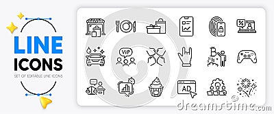 Bitcoin project, Teamwork and Squad line icons. For web app. Vector Vector Illustration