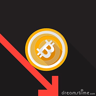 Bitcoin rate drop concept. Vector illustration Cartoon Illustration