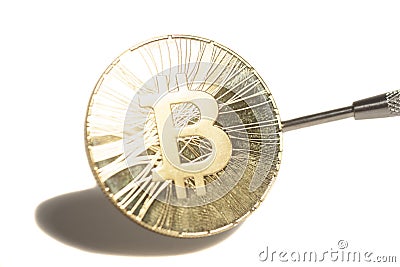 Bitcoin reflection in a dental mirror Stock Photo