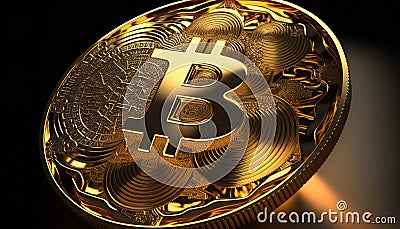 Bitcoin on the rise! A stunning shot of BTC's skyrocketing growth captured on a striking background - ai generated Stock Photo