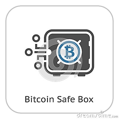 Bitcoin Safe Box Icon. Vector Illustration