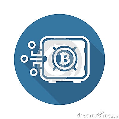 Bitcoin Safe Box Icon. Vector Illustration