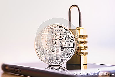 Bitcoin security. Stock Photo