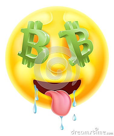 Bitcoin Sign Eyes Emoticon Emoji Vector Illustration