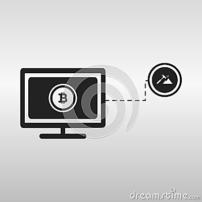Bitcoin symbol in flat design. Vector Cartoon Illustration