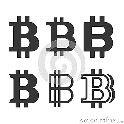 Bitcoin Sign Icons Set. Vector Vector Illustration