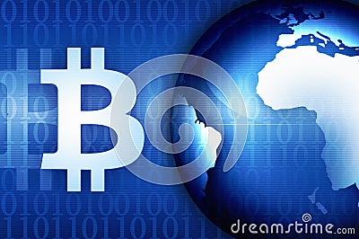 Bitcoin sign. money and finance symbol on news background illustration Cartoon Illustration
