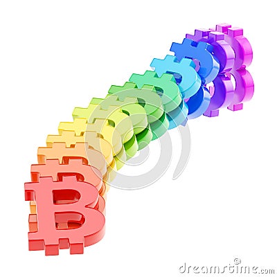 Bitcoin signs falling as a domino effect Stock Photo