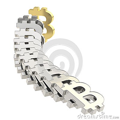 Bitcoin signs falling as a domino effect Stock Photo