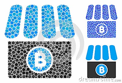 Bitcoin store Mosaic Icon of Round Dots Vector Illustration