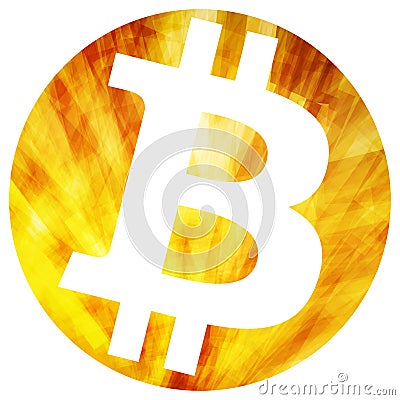 Bitcoin stylized in a gold coin. Vector Vector Illustration