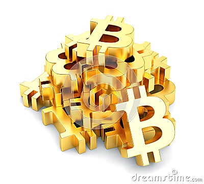 Bitcoin symbol gold bars Cartoon Illustration