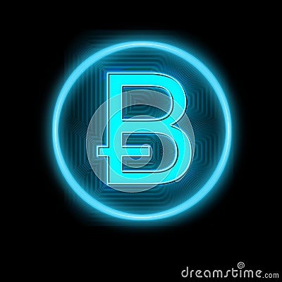 Bitcoin symbol neon on black Stock Photo