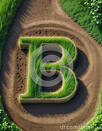 Bitcoin Symbol Shaped Greenery in Soil Stock Photo