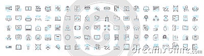 Bitcoin tech vector line icons set. Bitcoin, Tech, Blockchain, Cryptocurrency, Mining, Digital, Exchange illustration Vector Illustration