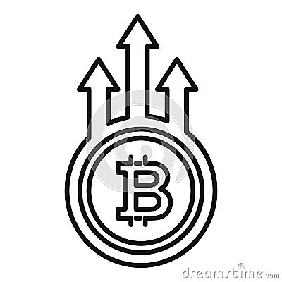 Bitcoin trade grow icon, outline style Vector Illustration