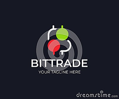 Bitcoin trade logo template. Bitcoin stock market vector design Vector Illustration