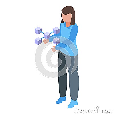 Bitcoin trader icon, isometric style Vector Illustration