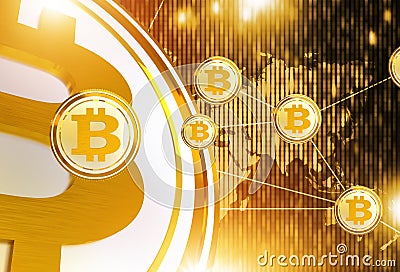 Bitcoin Trading Network Stock Photo