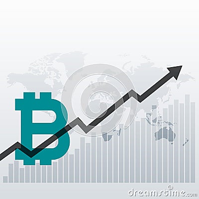 Bitcoin upward growth chart design background Vector Illustration