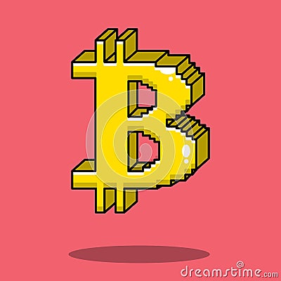 bitcoin illustration, bitcoin pixel Vector Illustration