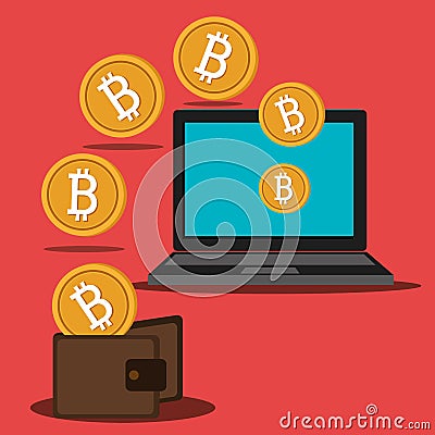 Bitcoin virtual money Vector Illustration