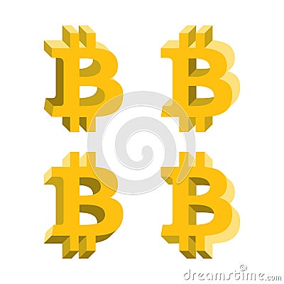 Bitcoin volume logo, icons with different sides Vector Illustration